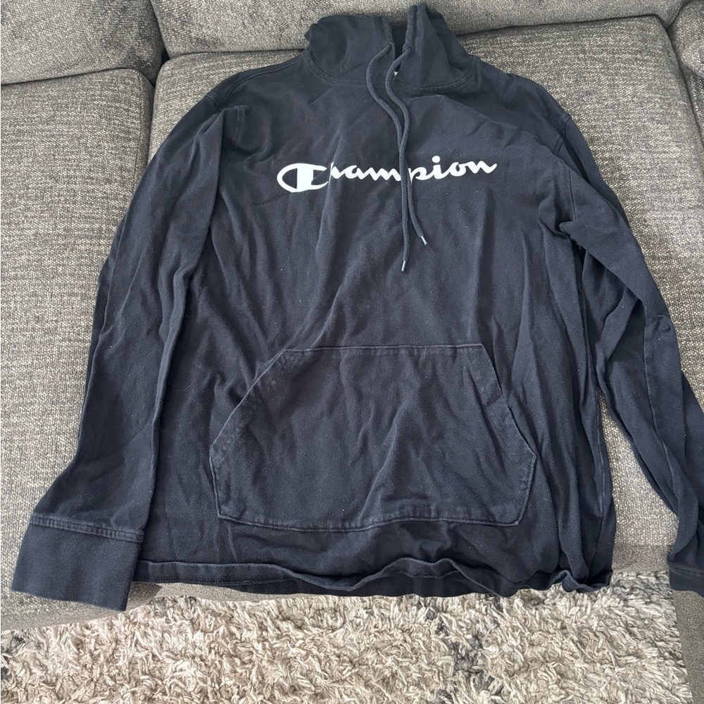 Champion Black Hoodie with Logo